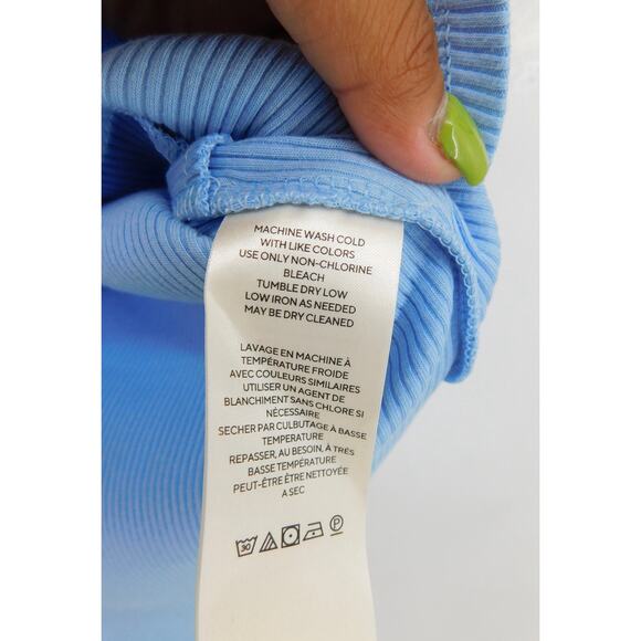 NWT Free People Women's Blue Let's Talk Baby Tee Top Size Large Coquette - Picture 7 of 8